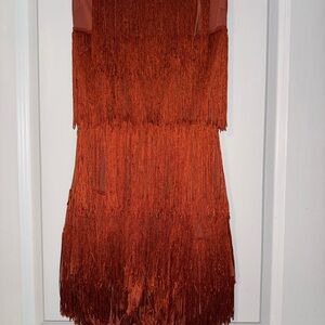 Fringed Rust Orange Dress